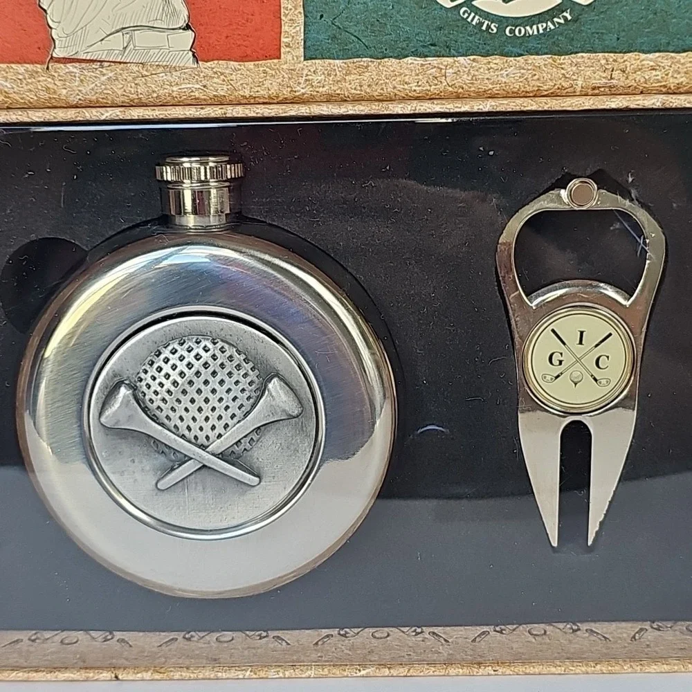 The Inspirational Gifts‎ Company Golf Hip Flask Pitch Repair Tool Set Gift Box